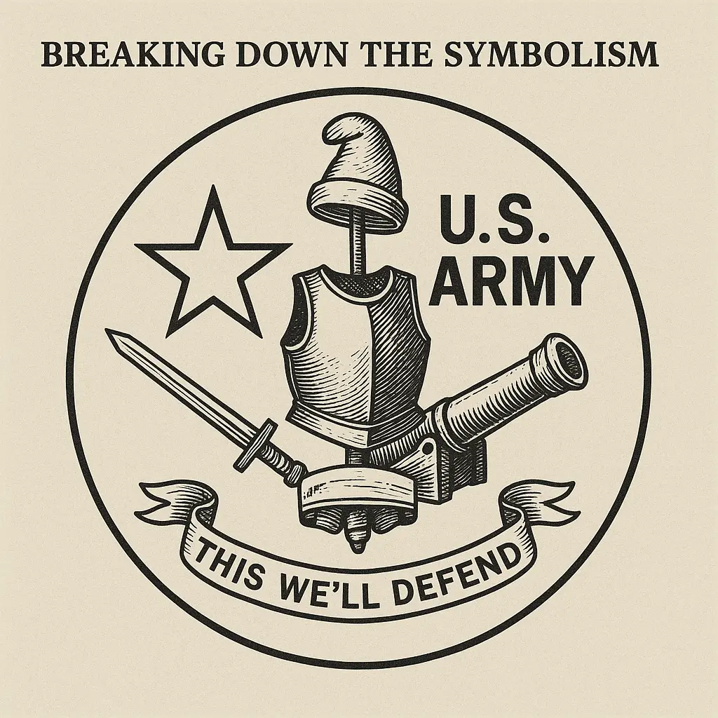 This image shows the history of the US Army logo’s history: From 1775 Origins to Modern Military Branding